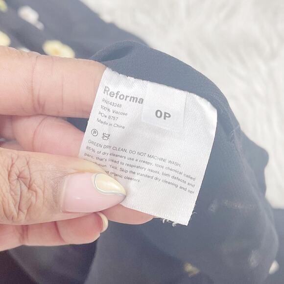 Reformation Dietrich Georgette Midi Black Dress in‎ Piazza Floral Size 0P - Picture 5 of 6